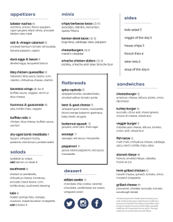 sandwiches minis appetizers salads dessert flatbreads sides