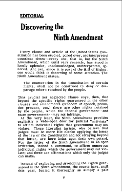 EDITORIAL Discovering the Ninth Amendment