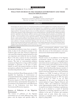 Pollution Sources in the Nigerian Environment and Their Health