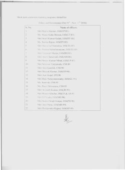 Approved Slotted List for Additional Short Term Programmes under