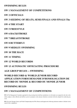 SWIMMING RULES SW 1 MANAGEMENT OF
