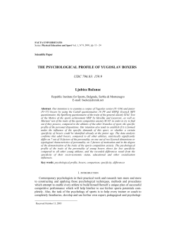 THE PSYCHOLOGICAL PROFILE OF YUGOSLAV BOXERS UDC