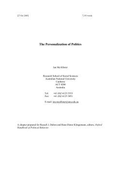 The Personalization of Politics