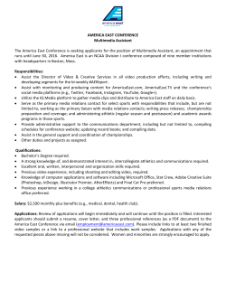 AMERICA EAST CONFERENCE Multimedia Assistant The America