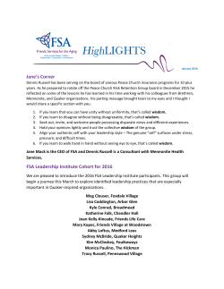 Jane`s Corner FSA Leadership Institute Cohort for 2016