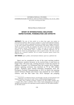 sport in international relations expectations, possibilities and effects