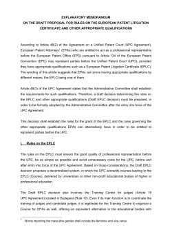 explanatory memorandum on the draft proposal for rules on the