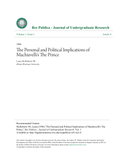 The Personal and Political Implications of Machiavelli`s The Prince
