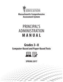MCAS Principal`s Administration Manual Grades 3