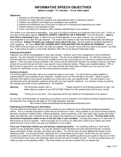 Informative Speech Objectives