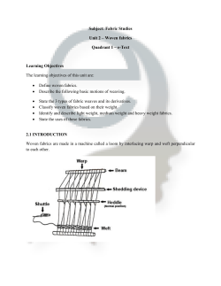 Subject: Fabric Studies Unit 2 &ndash; Woven fabrics Quadrant 1 &ndash; e