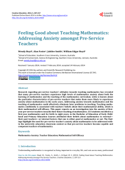 Feeling Good about Teaching Mathematics