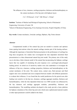 The influence of size, clearance, cartilage properties, thickness and