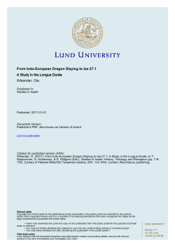 From Indo-European Dragon Slaying to Isa 27.1 A Study in the