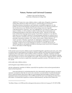 Nature, Nurture and Universal Grammar - TerpConnect