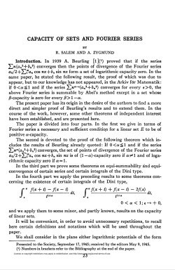 CAPACITY OF SETS AND FOURIER SERIES ا` f(x + t)- f(x