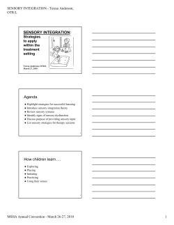 SENSORY INTEGRATION: Agenda How children learn&hellip;.