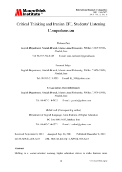 Critical Thinking and Iranian EFL Students` Listening Comprehension