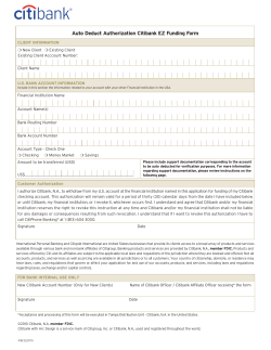 Auto Deduct Authorization Citibank EZ Funding Form