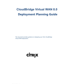 CloudBridge Virtual WAN 8.0 Deployment Planning