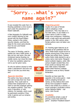 Sorry. . .what`s your name again? : Author Pseudonyms