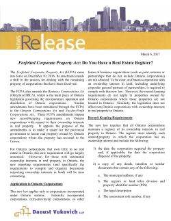 News ReLease- Forfeited Corporate Property- March 6 2017