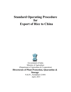 Standard Operating Procedure for Export of Rice to China