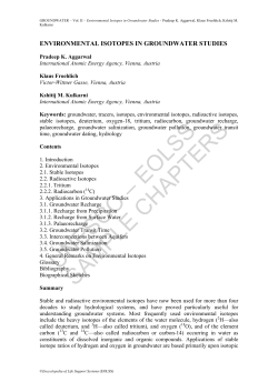 Environmental Isotopes in Groundwater Studies