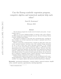 Can the Eureqa symbolic regression program, computer algebra