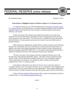 Federal Reserve Issues Progress Report on Strategies for Improving