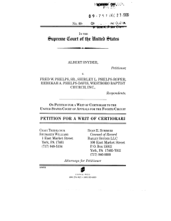 07-7 5 ~ i)EC ~ ALBERT SNYDER, Petitioner, v. FRED W. PHELPS