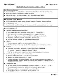 CHEM110-Exam 2 Review Topics