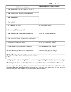 Date:____/____/______ Chronological of Today`s Event`s 1. Was I