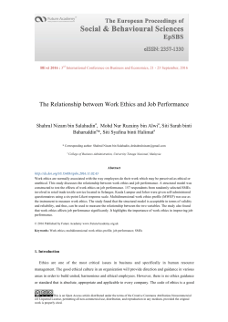 The Relationship between Work Ethics and Job Performance