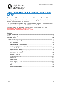 Joint Committee for the cleaning enterprises (JC 121)