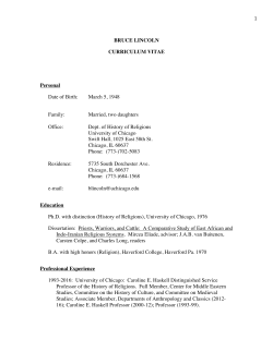 Curriculum Vitae - The University of Chicago Divinity School
