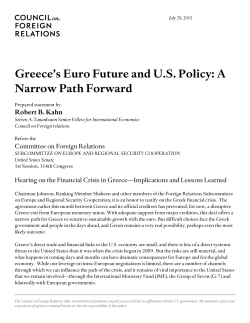 Greece`s Euro Future and US Policy
