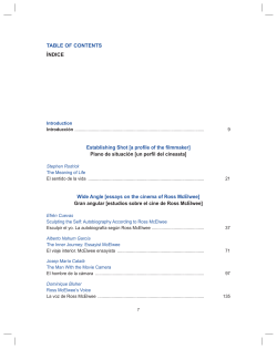 TABLE OF CONTENTS &Iacute;NDICE Establishing Shot [a profile of the