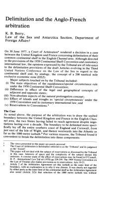 Berry, K B --- "Delimitation and the Anglo