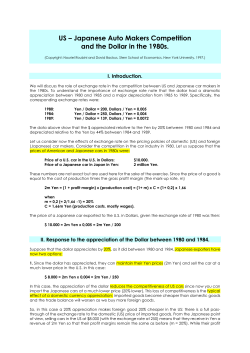 US &ndash; Japanese Auto Makers Competition and the Dollar in the 1980s.