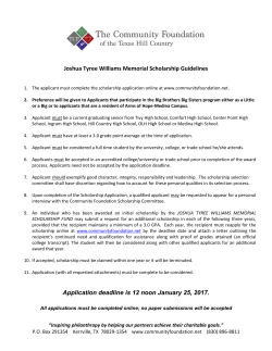 2017 Joshua Tyree Williams Memorial Scholarship