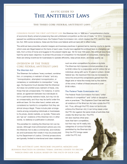 Federal Trade Commission`s guide to the Sherman Act, Federal