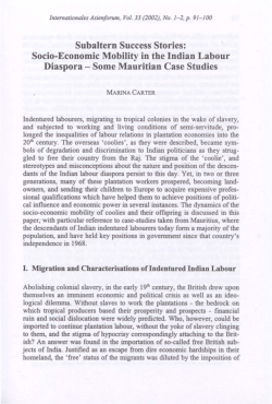 Socio-Economic Mobility in the Indian Labour Diaspora