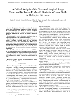 A Critical Analysis of the Cebuano Liturgical Songs