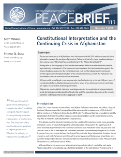 Constitutional Interpretation and the Continuing Crisis in Afghanistan