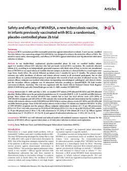 Articles Safety and efficacy of MVA85A, a new tuberculosis vaccine