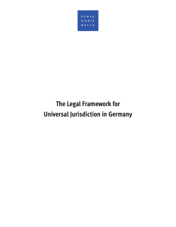 The Legal Framework for Universal Jurisdiction in Germany
