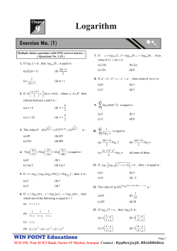 1. If , log m = then 49 28 , log is equal to : (a) 2(2m+ 1) (b) 2 1 2 m +