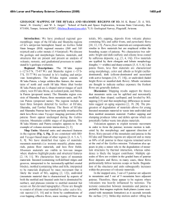 GEOLOGIC MAPPING OF THE HI`IAKA AND SHAMSHU REGIONS