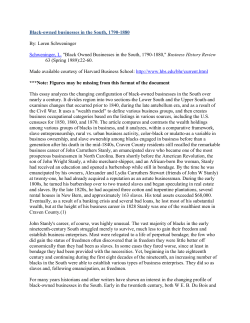 Black-owned businesses in the South, 1790-1880 By
